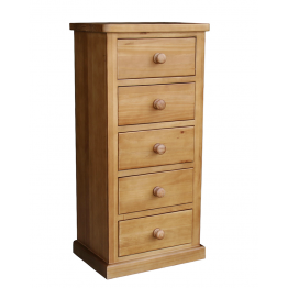 York Pine Bedroom Chest 5 Drawer Tall