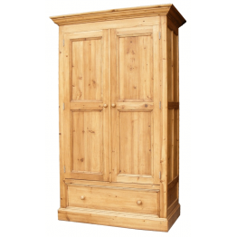Reclaimed Bedroom Wardrobe Double with Drawer - Large